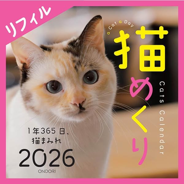 Amazon.co.jp: Cats Calendar 猫めくり リフィル2026: 1年365日、猫